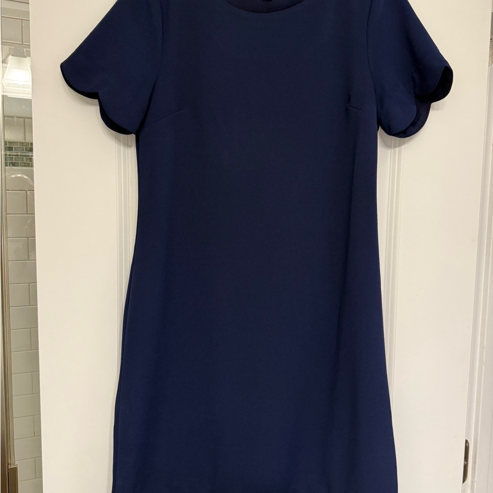 Monteau Blue Scallop Sleeve Sheath Dress
